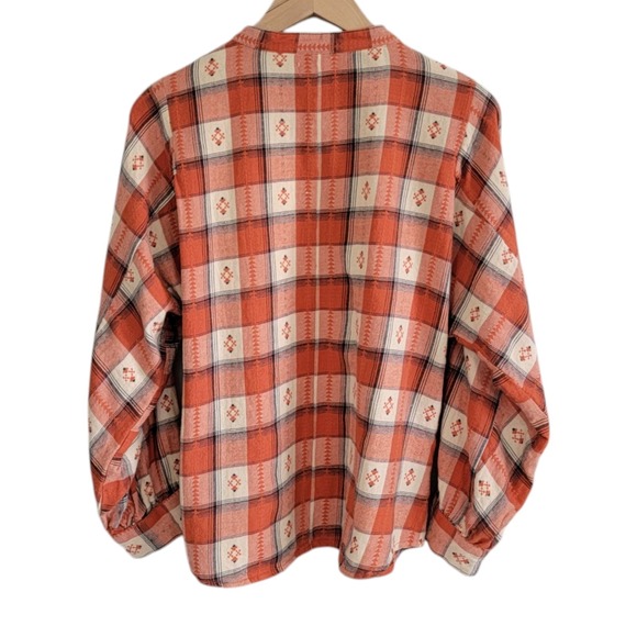Garance Paris Flannel Shirt Button Up Orange Print Checkered Farmcore‎ Medium - Picture 4 of 14